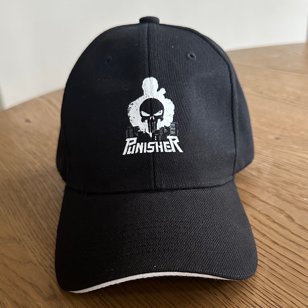 Punisher Black Baseball Cap with White Logo